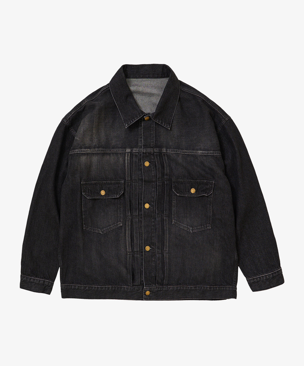 trucker jacket black denim damaged
