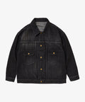 trucker jacket black denim damaged