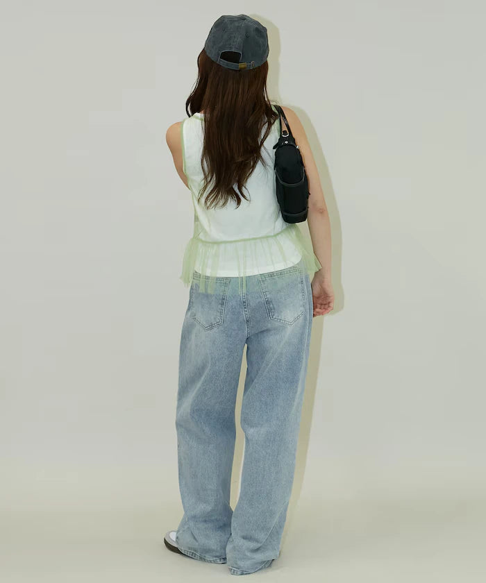 <Set Item> Tulle Layered Tank Top Limited Edition