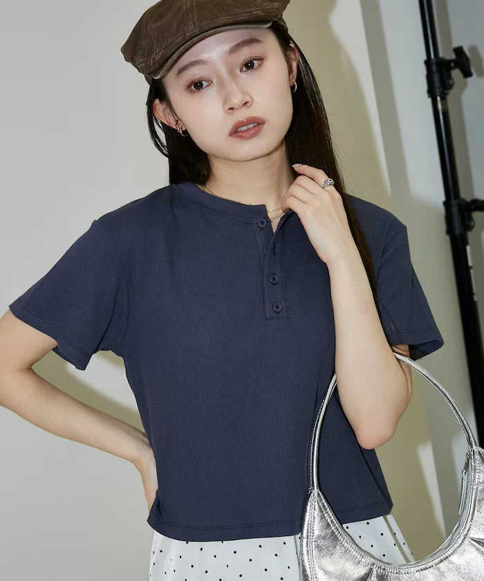 Light Waffle Henley Neck T-Shirt Limited Edition