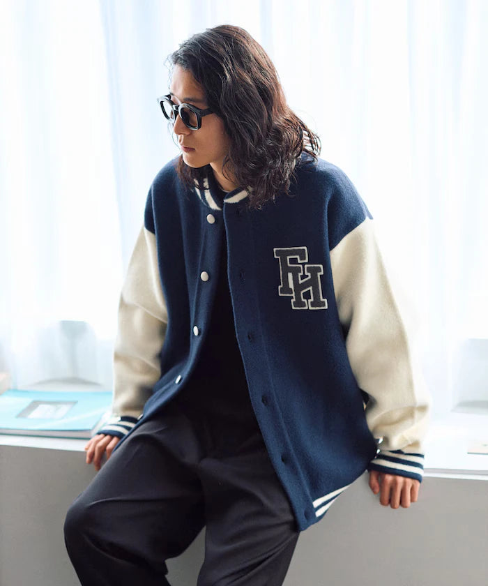 Relaxed Fit Logo Knit Varsity Jacket