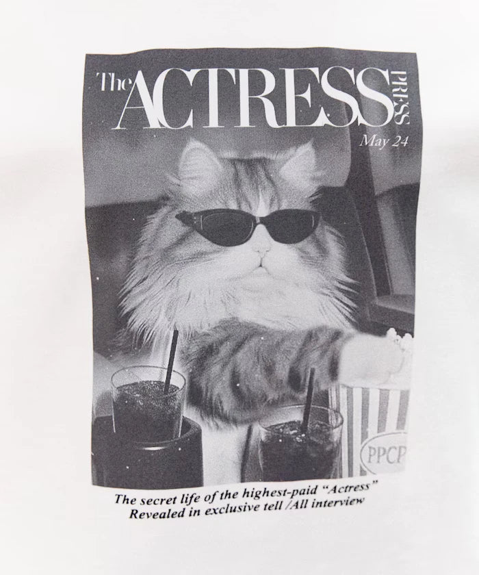 <Functional Material> MAGAZINE Cat Photo T-Shirt Limited Release
