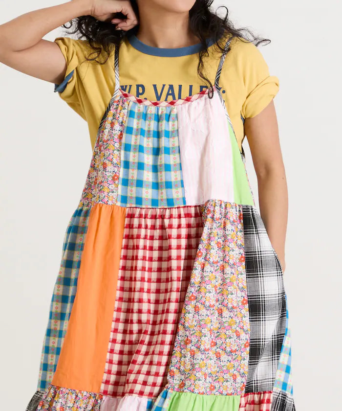 Patchwork Three-Tiered Camisole Dress