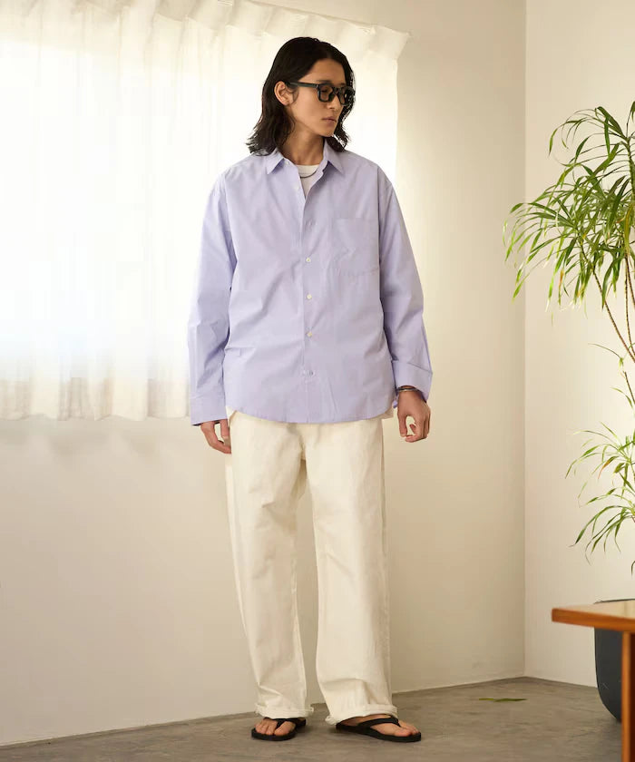 Nuance Color Oversized Regular Collar Long Sleeve Shirt