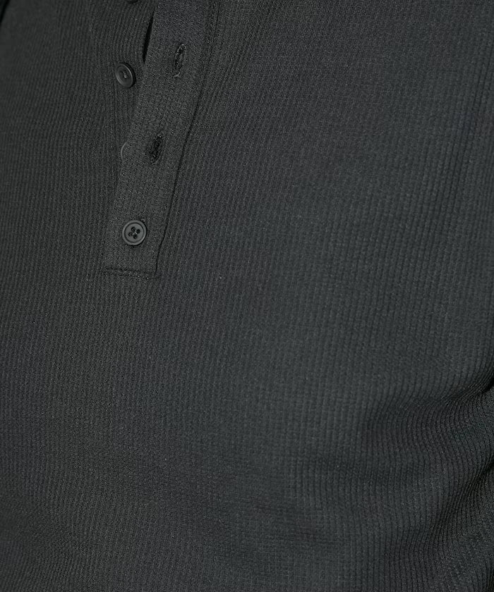 Light Waffle Henley Neck Long Sleeve T Limited Edition
