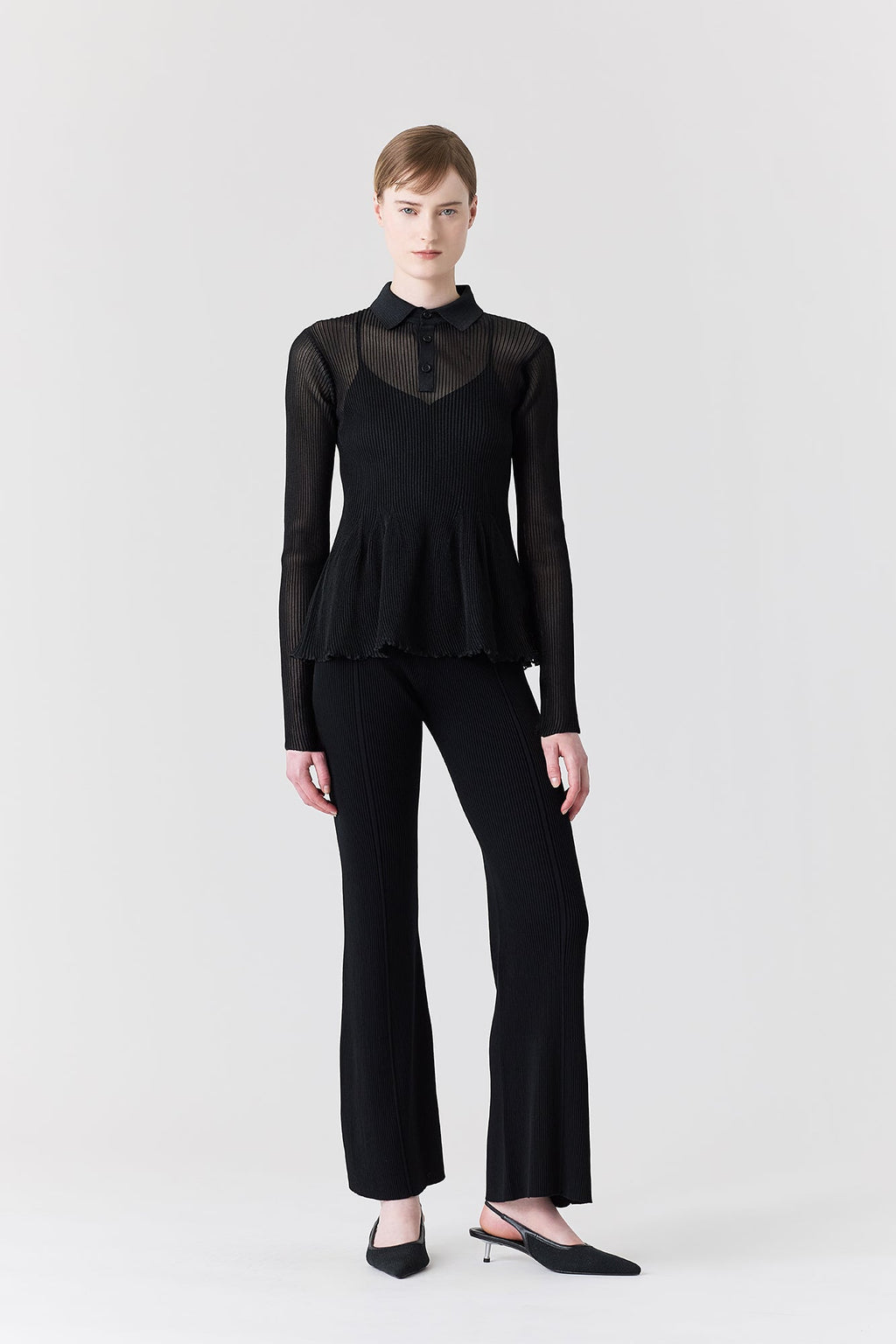 HYPHA LUCENT GLITTER LONG SLEEVE POLO SHIRT