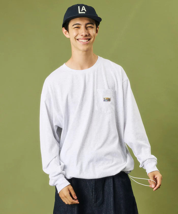 FREAK'S STORE for BEACH & FES Relax Fit One Point Logo Spindle Long Sleeve T-Shirt