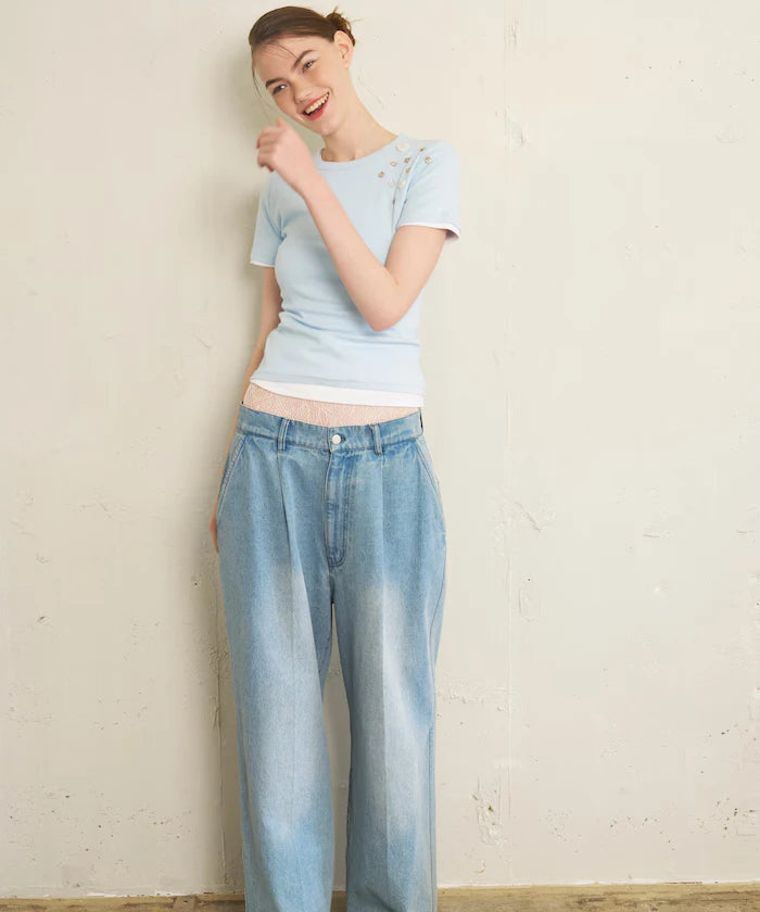 Many Button Cotton Modal Short Sleeve T-Shirt