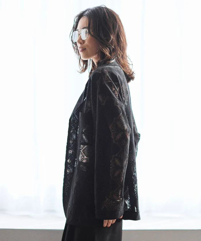 [February 12 12:00 Release] Panel Lace Shirt Jacket / Compatible with Setup