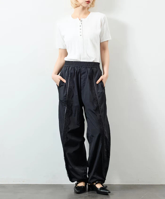 Nylon Lace Easy Wide Pants