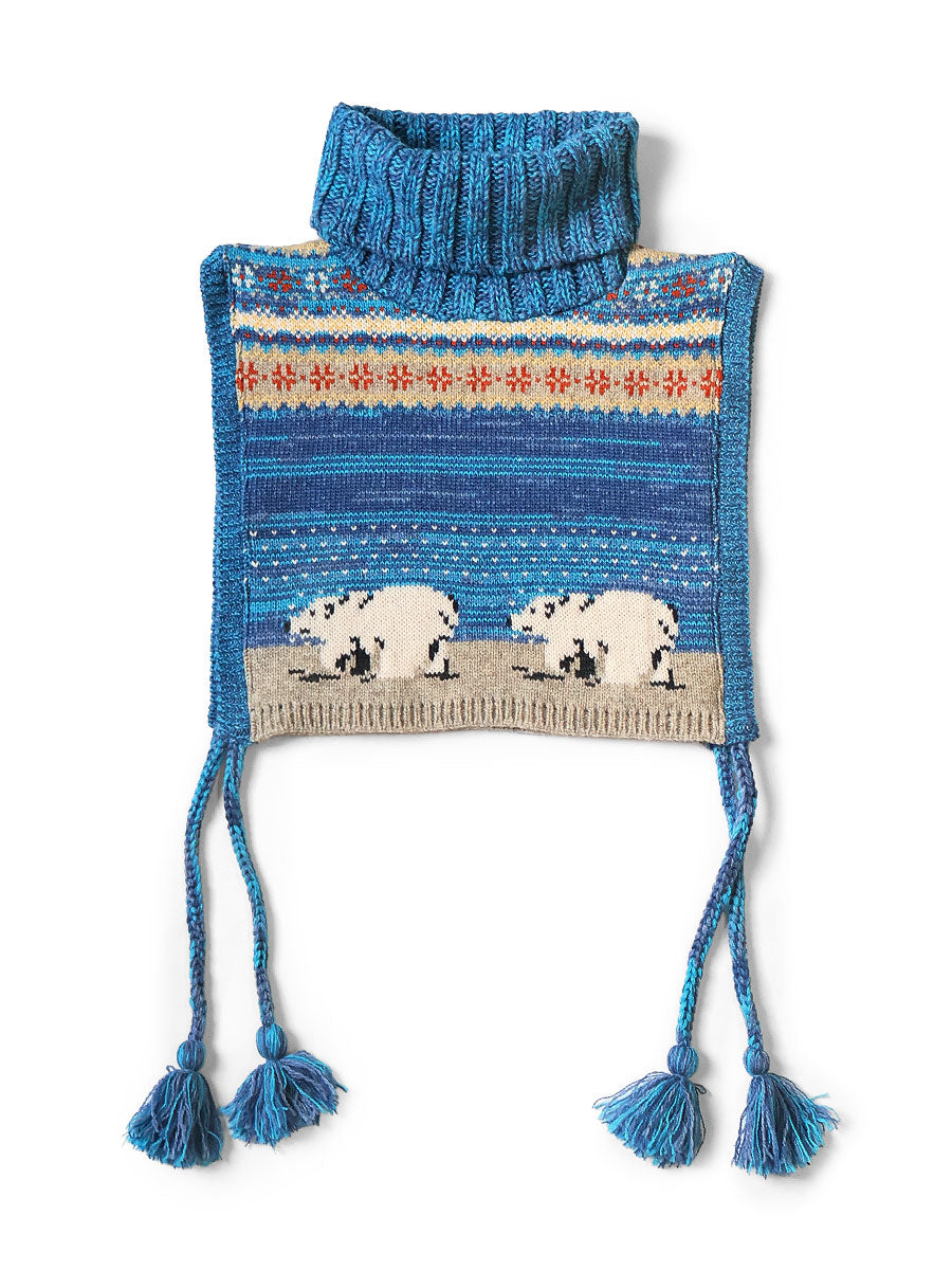 5G Wool Polar Bear High Neck Bib Poncho