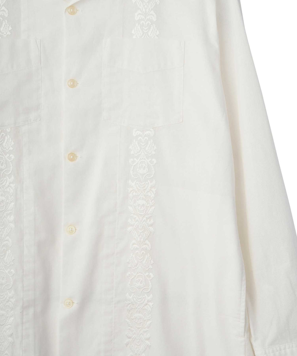 SKULL STRAP Embroidered Cuban Shirt
