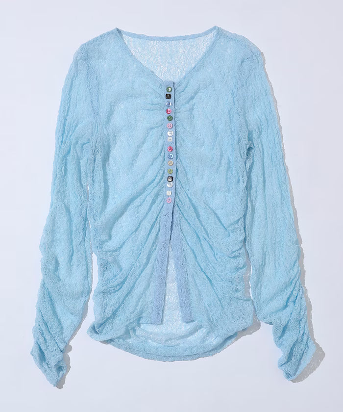 Many Button Lace Shirring Cardigan (Released on February 12 at 12:00)