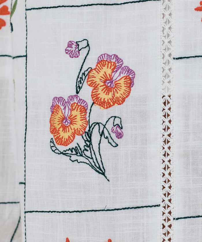Patchwork Floral Embroidery Pants
