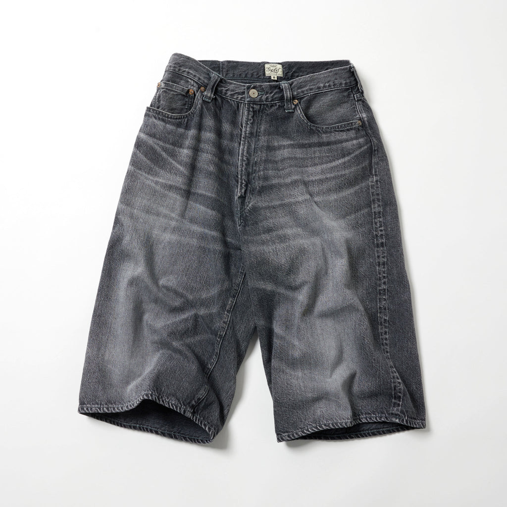 Recycled Waste Suvin Cotton Yarn 11.5oz. Denim 5Pocket Wide Shorts Vintage Washed