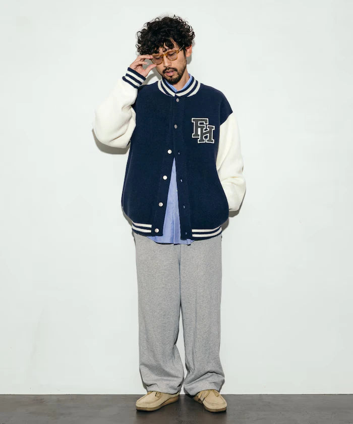 Relaxed Fit Logo Knit Varsity Jacket
