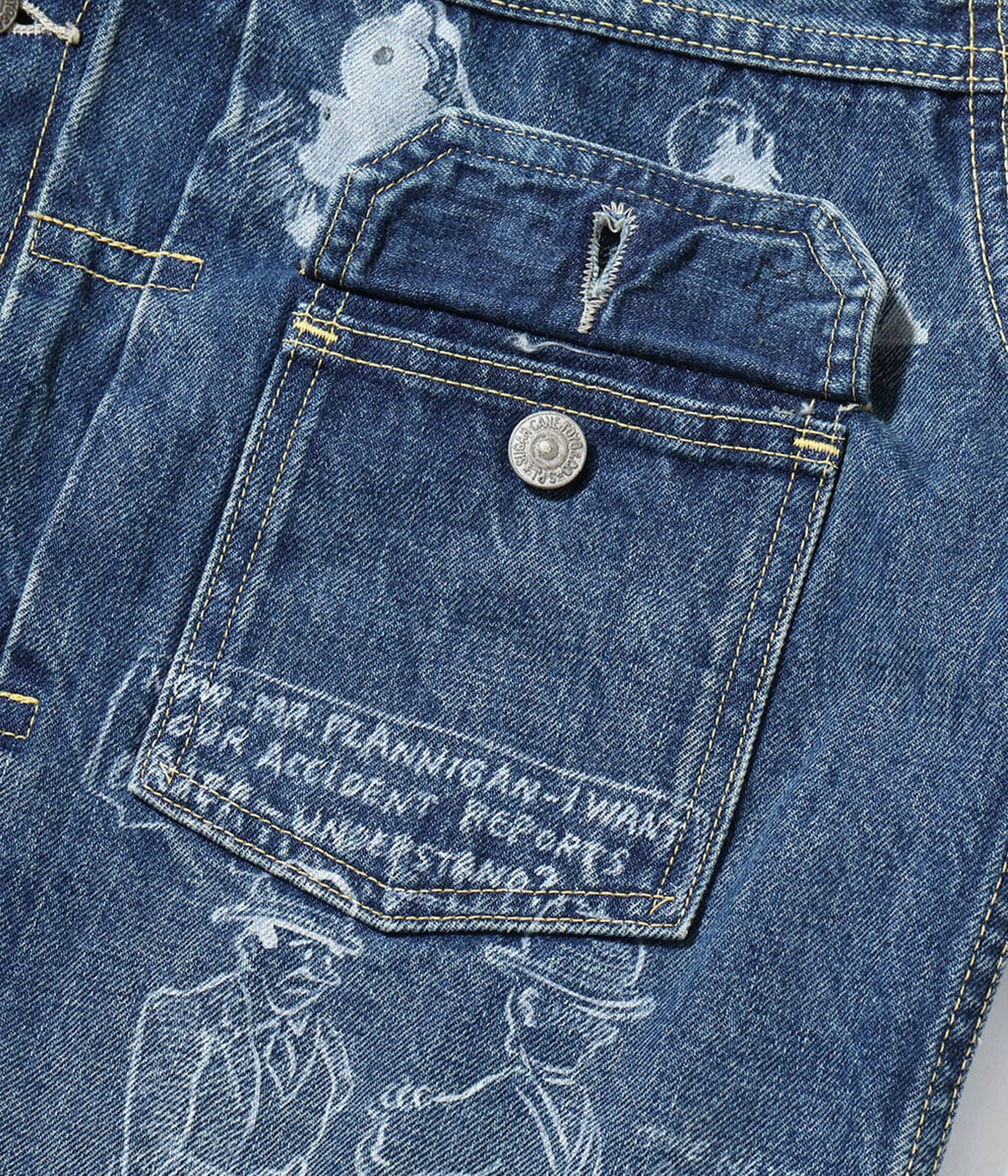 14.25oz. DENIM JACKET 1953 AGED MODEL CARTOON PAINT