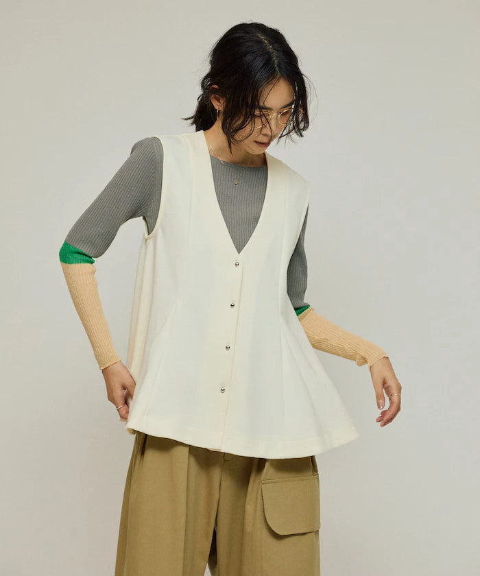 Peplum Silhouette V-Neck Gilet / Vest