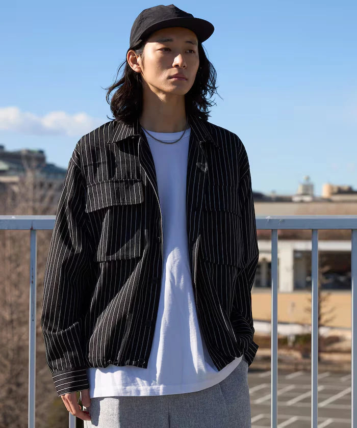 Stripe Shirt Blouson / Setup Compatible / Layer / Relaxed Fit