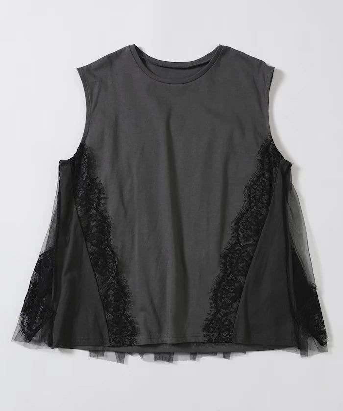 Organic Cotton Tulle Lace Docking Top