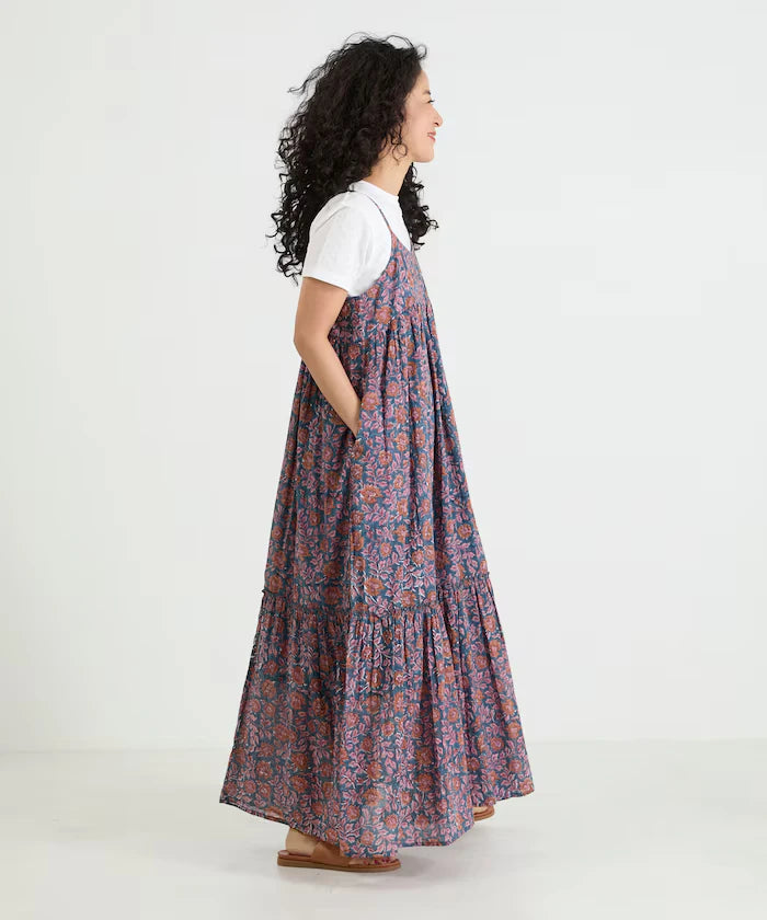 India Woodblock Flower Print Cami Dress