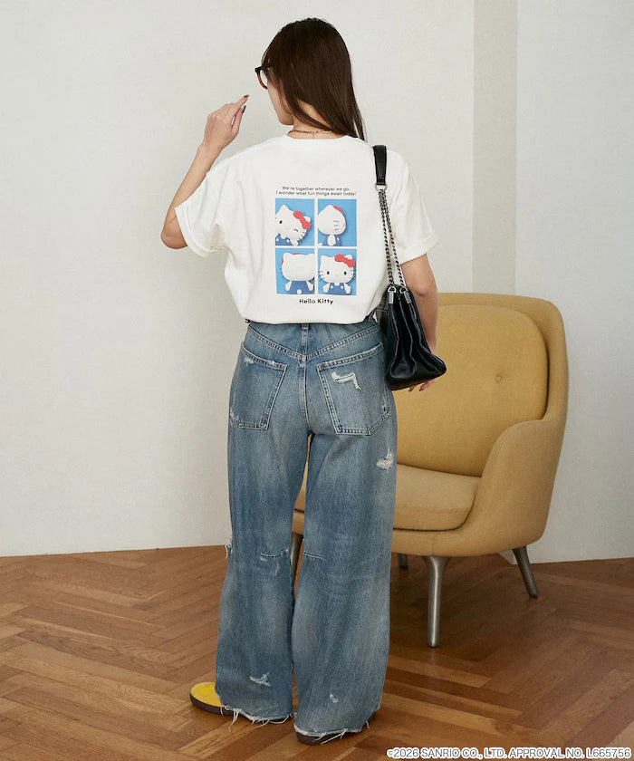 "HELLO KITTY" ID Photo style back print T-shirt limited edition