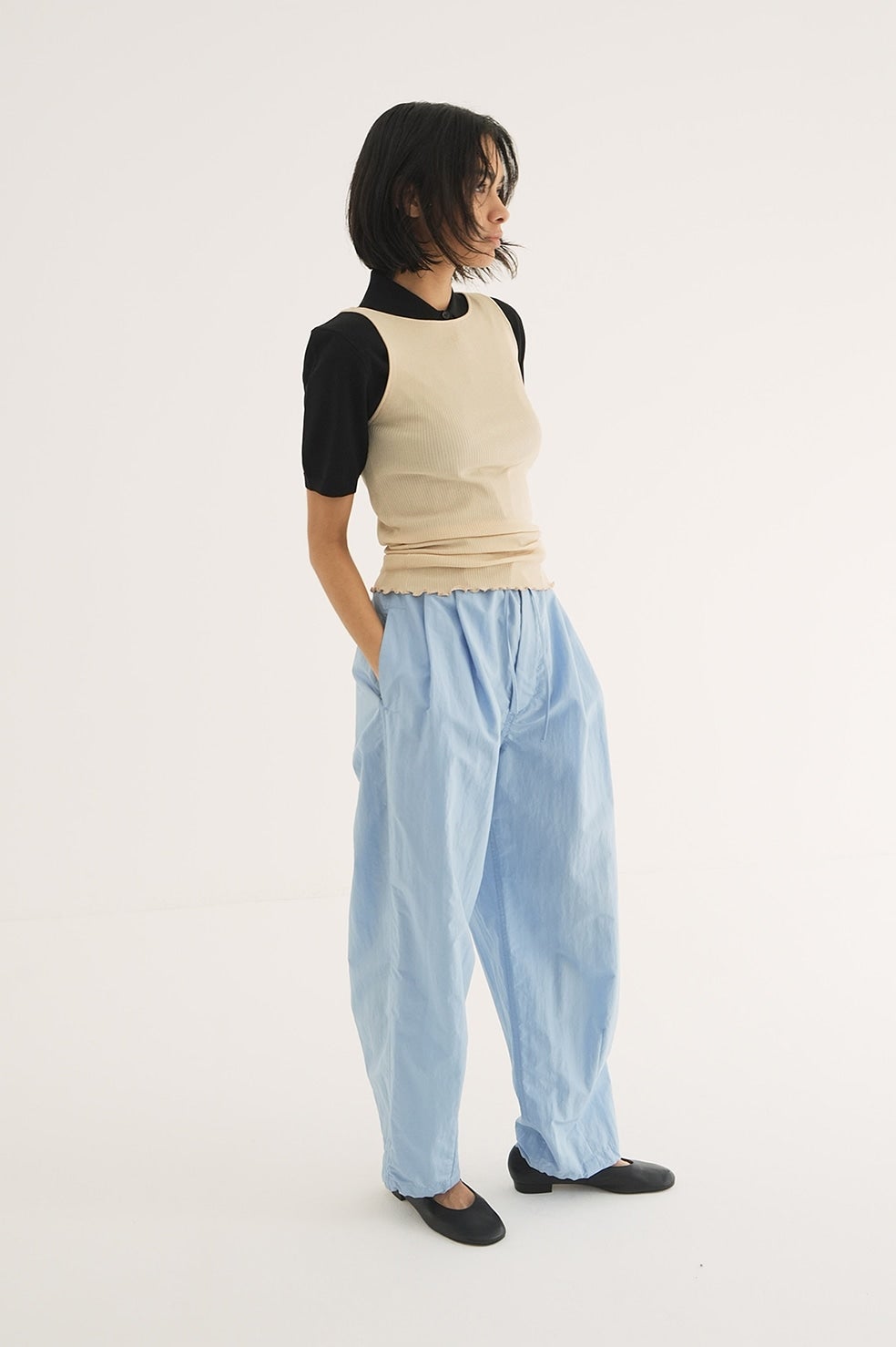 BOAT NECK RIB KNIT TANK TOPS