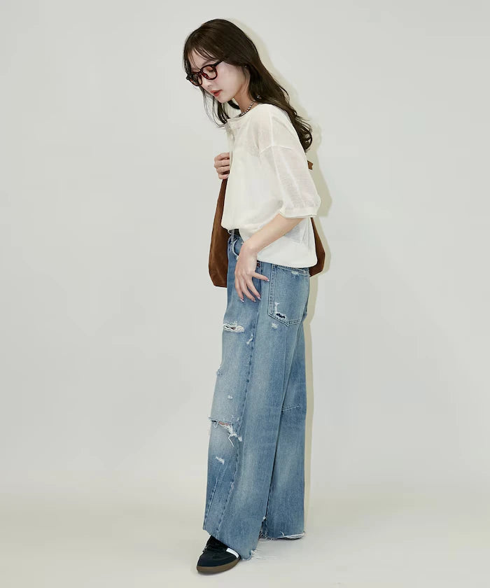 Washable linen color block henley neck knit top limited release