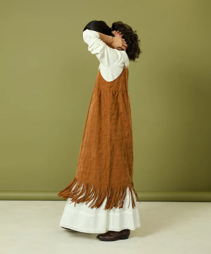 Fade-Processed Fringe Mini Dress