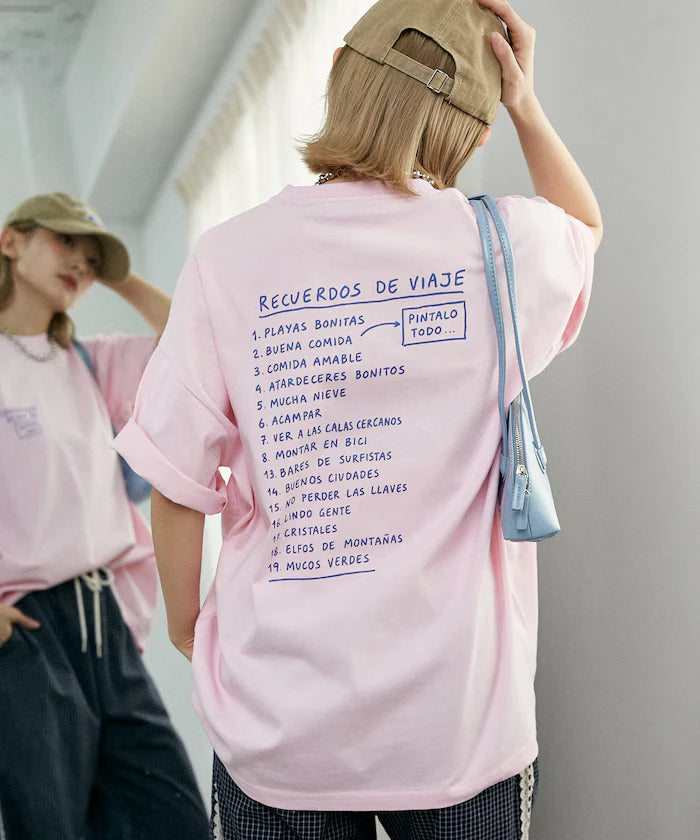 Love Pop Studio Travel Note Typography T-Shirt