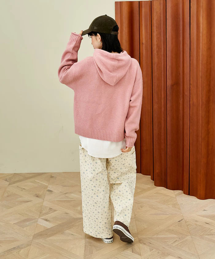 Knit hoodie with pockets
