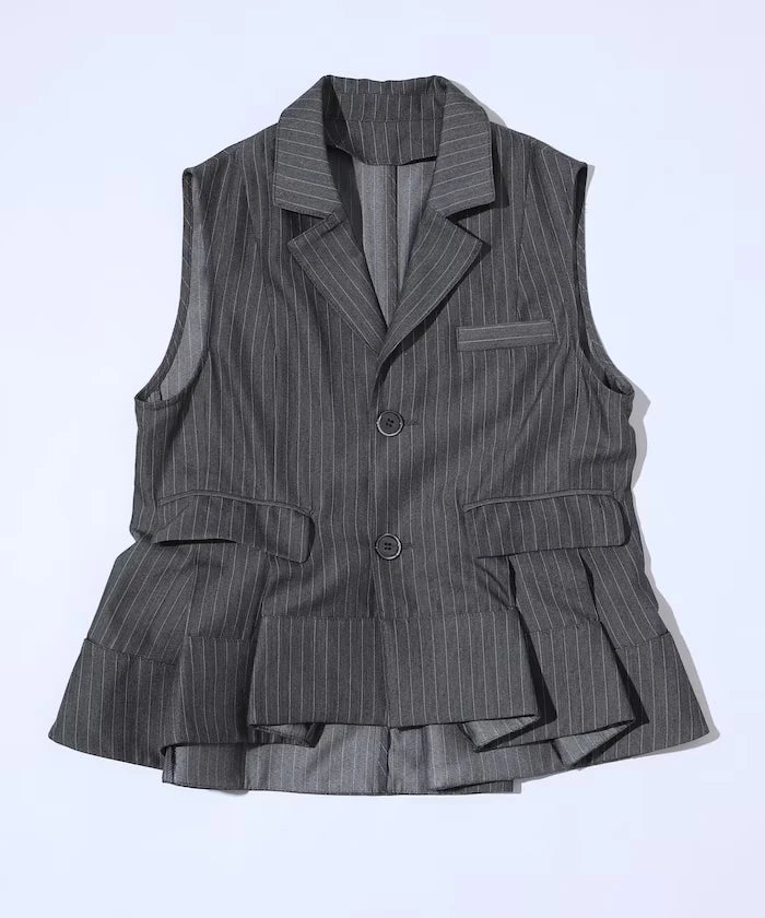 Pinstripe Flare Hem Short Vest