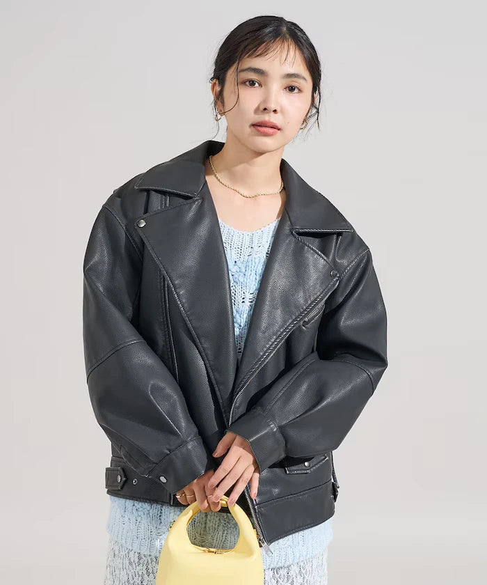 Vintage-Like Leather Double Riders Jacket