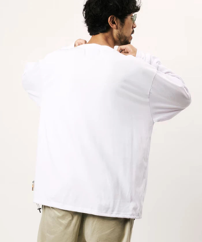FREAK'S STORE for BEACH & FES Relax Fit One Point Logo Spindle Henley Neck Long Sleeve T-Shirt