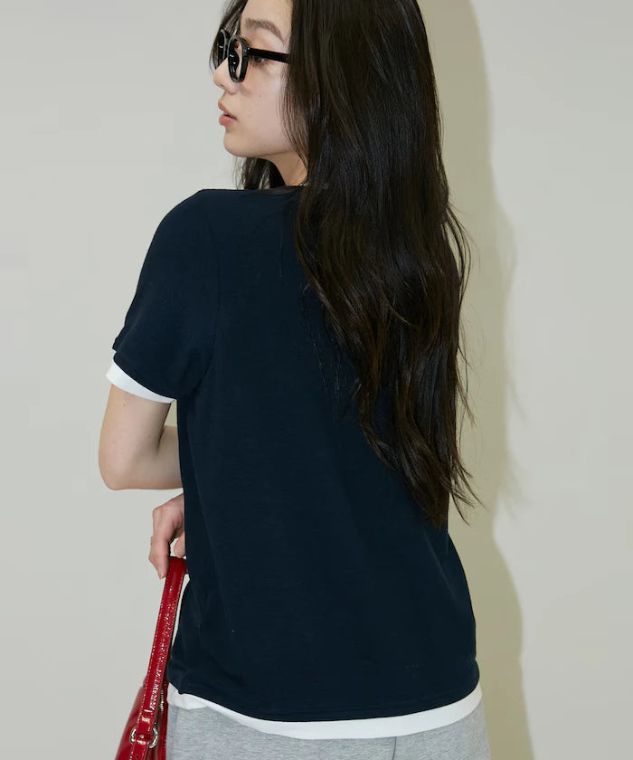 Layered-style Henley Neck T-shirt Limited Edition
