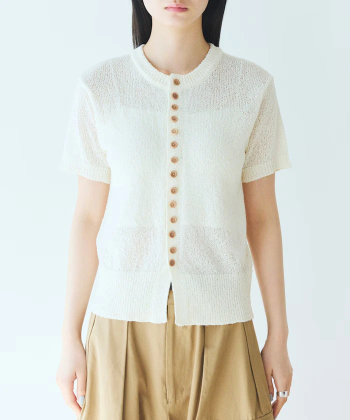 Wood Button Boucle Cardigan