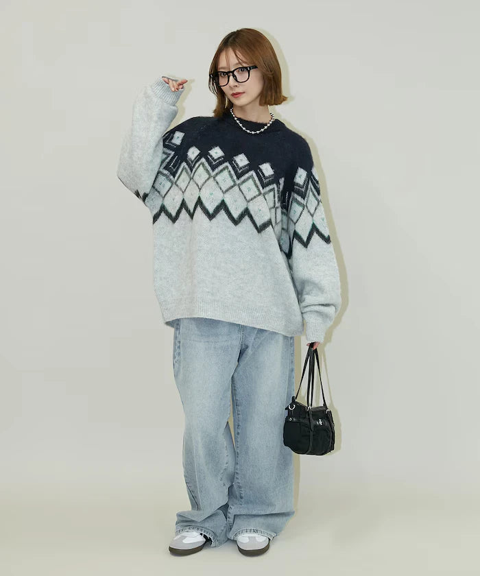 Jacquard Mohair Touch Knit Pullover Limited Edition