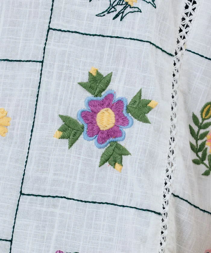 Patchwork Flower Embroidery Shirt