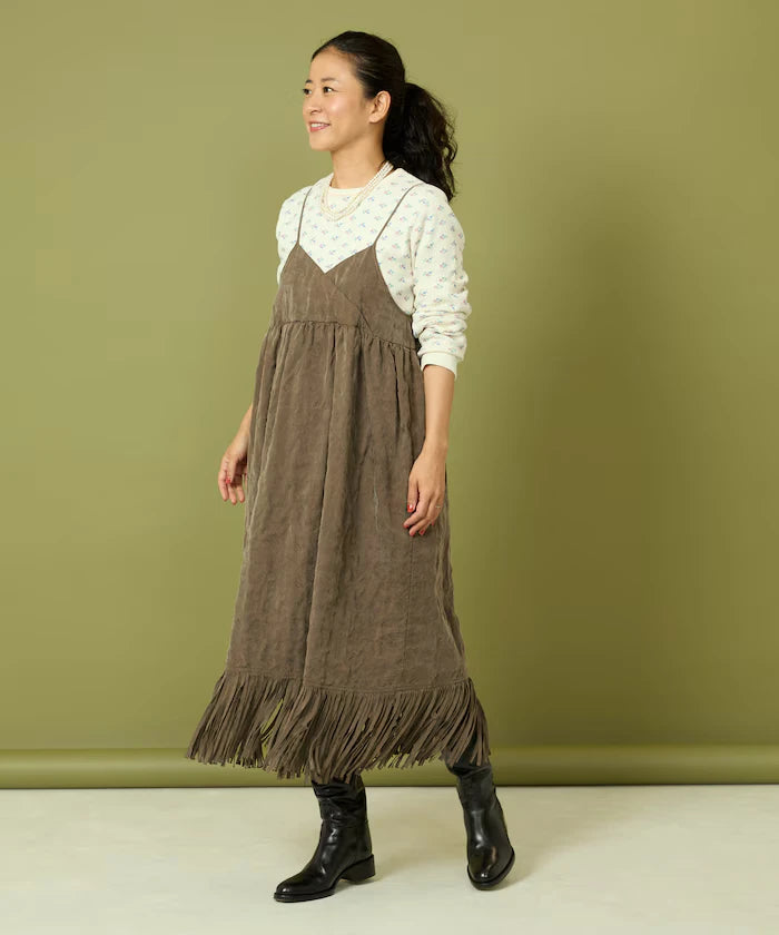 Fade-Processed Fringe Mini Dress