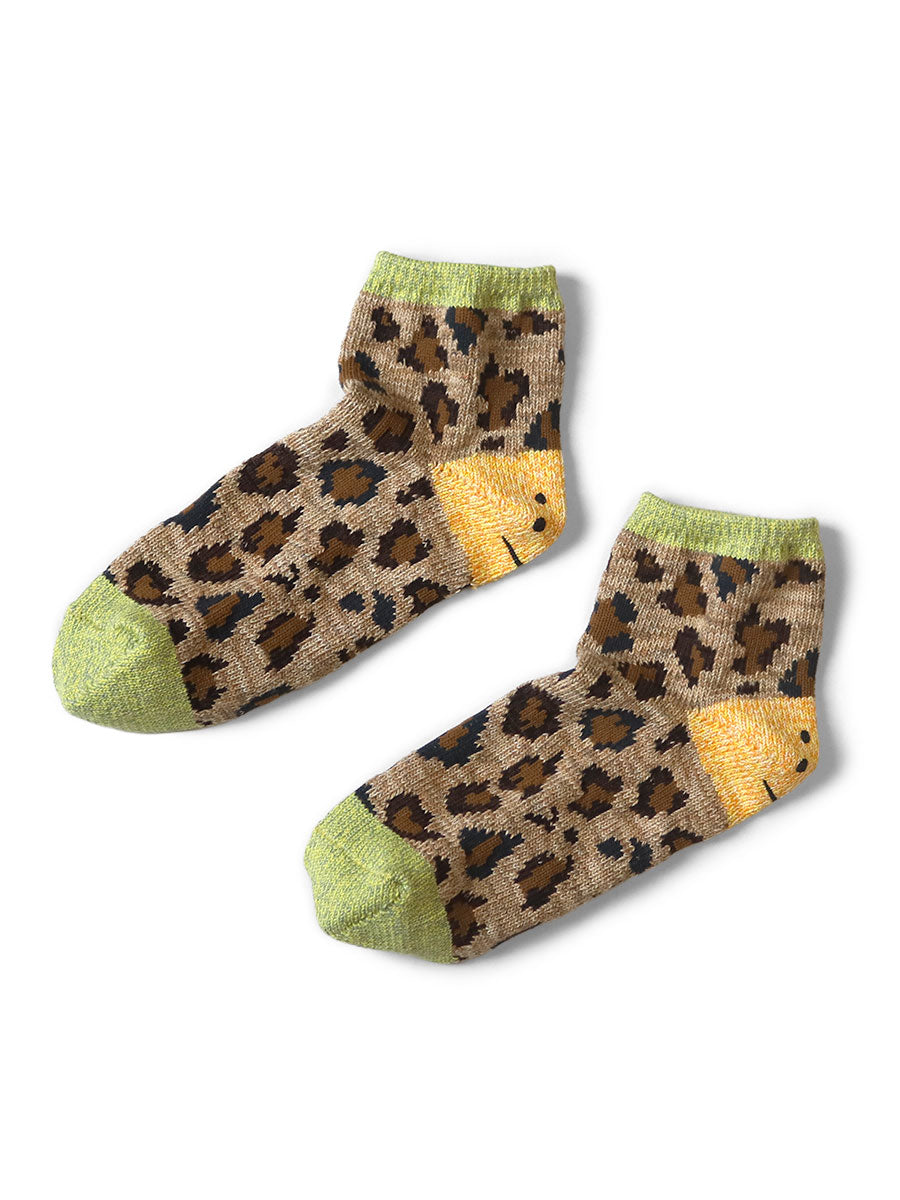 84 Pieces RAINBOWY HAPPY HEEL Leopard Ankle Socks