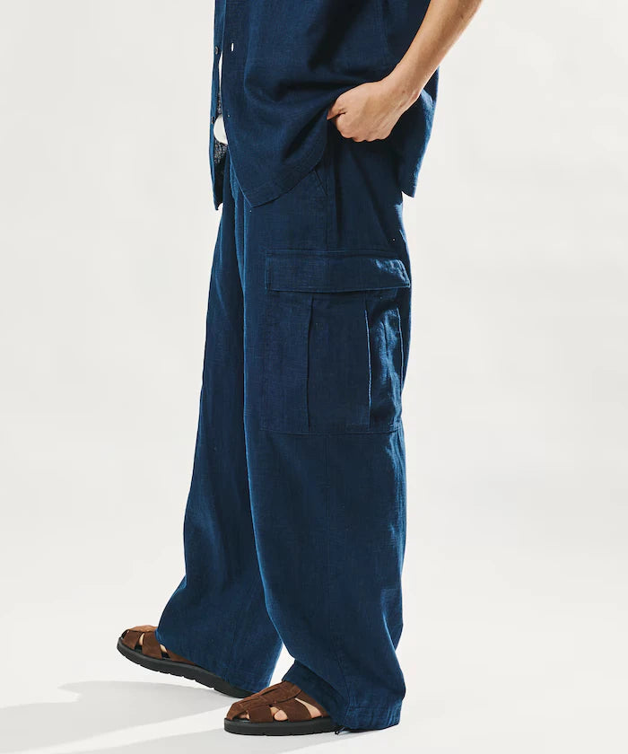 LINEN COTTON EASY CARGO PANTS 【Compatible with Set-Up】