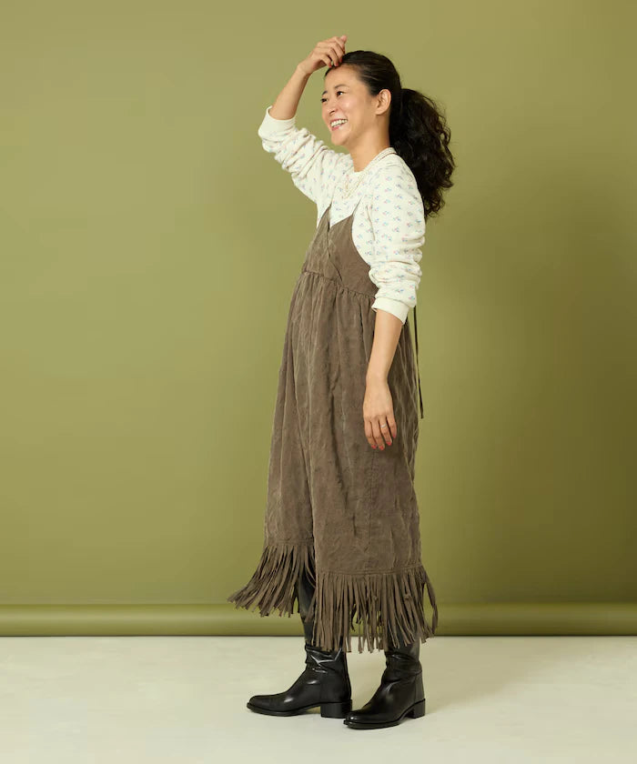 Fade-Processed Fringe Mini Dress