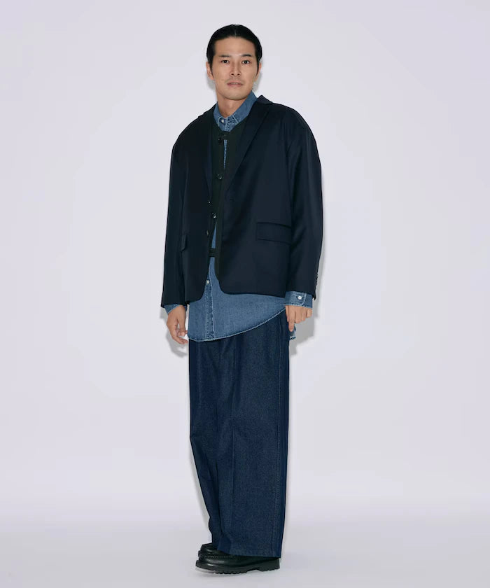 Sleeve-Contrast Tailored Jacket / Relaxed Fit