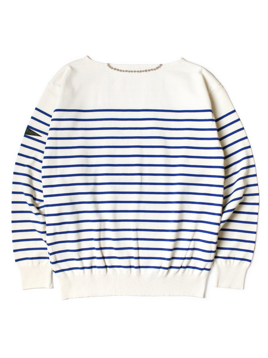 12G Panel Border Knit Boat Neck Sweater(...