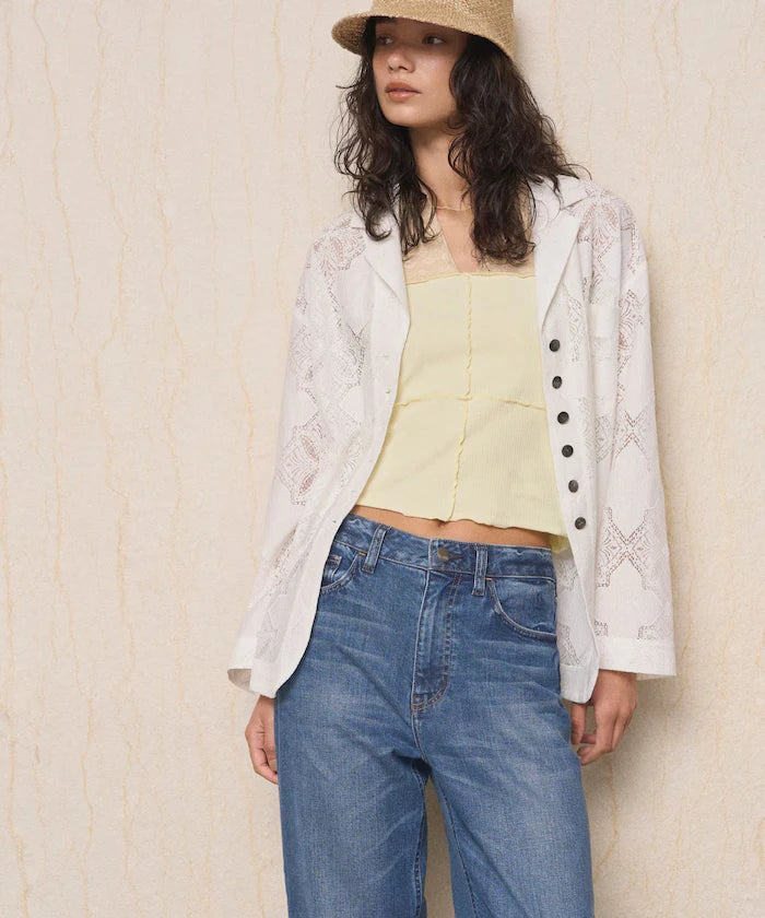 [February 12 12:00 Release] Panel Lace Shirt Jacket / Compatible with Setup