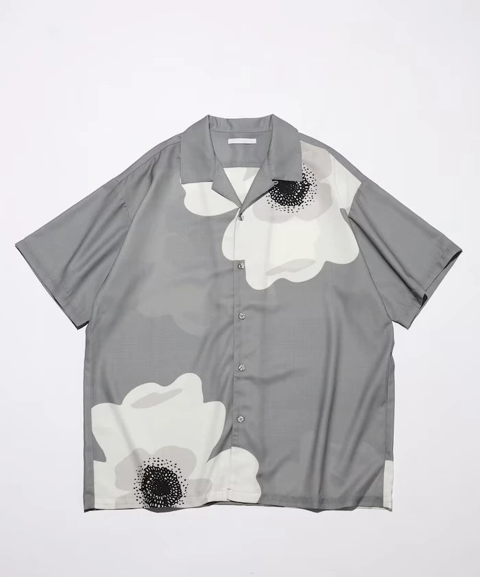 Open Collar Big Pattern Short Sleeve Shirt / Big Silhouette