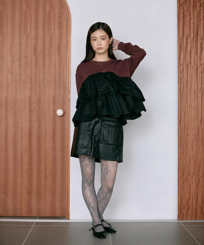 Organic Cotton Docking Frill Sweat / Relaxed Fit / Backed Sweat