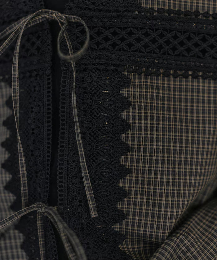 Lace Panel V-Neck Shirt
