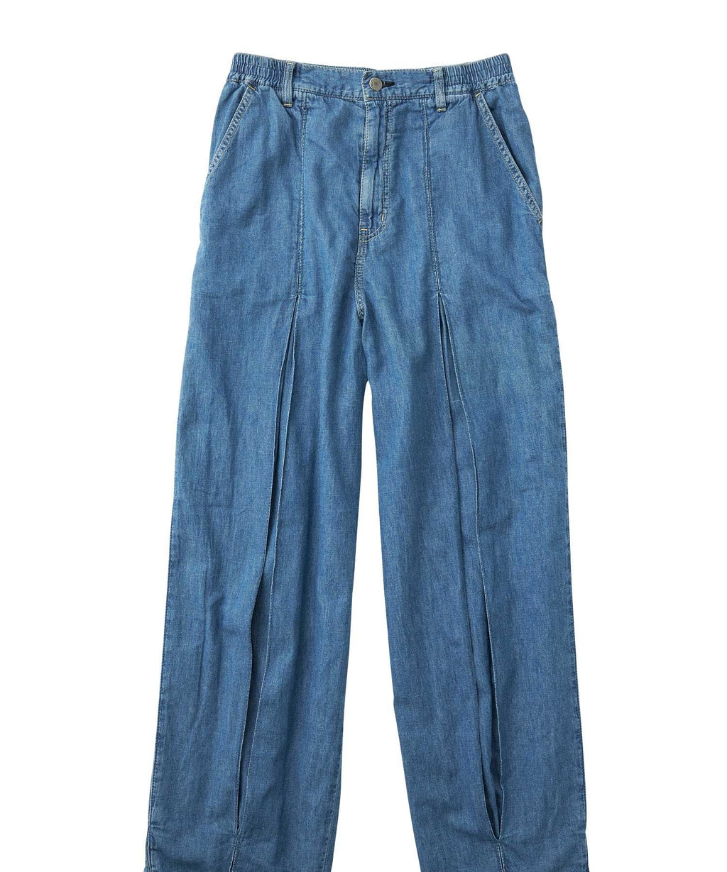 Cotton Linen Denim Tuck Pants
