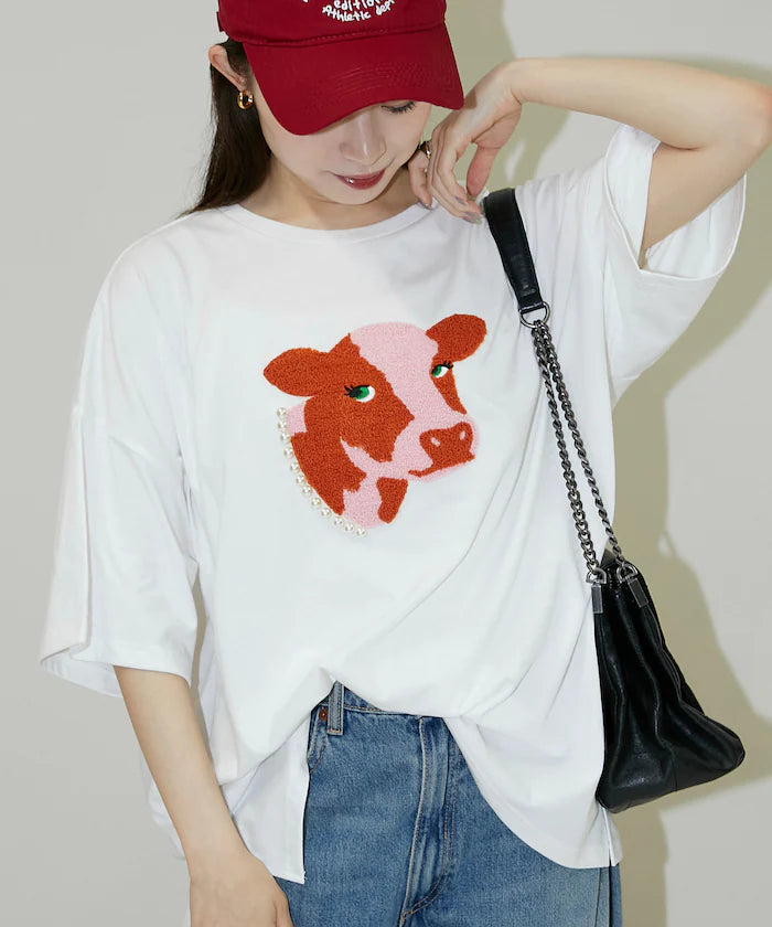 Big T-shirt with Pearl and Sagara Embroidery - Limited Edition